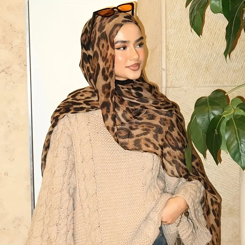 Leopard Printed Chiffon Hijab