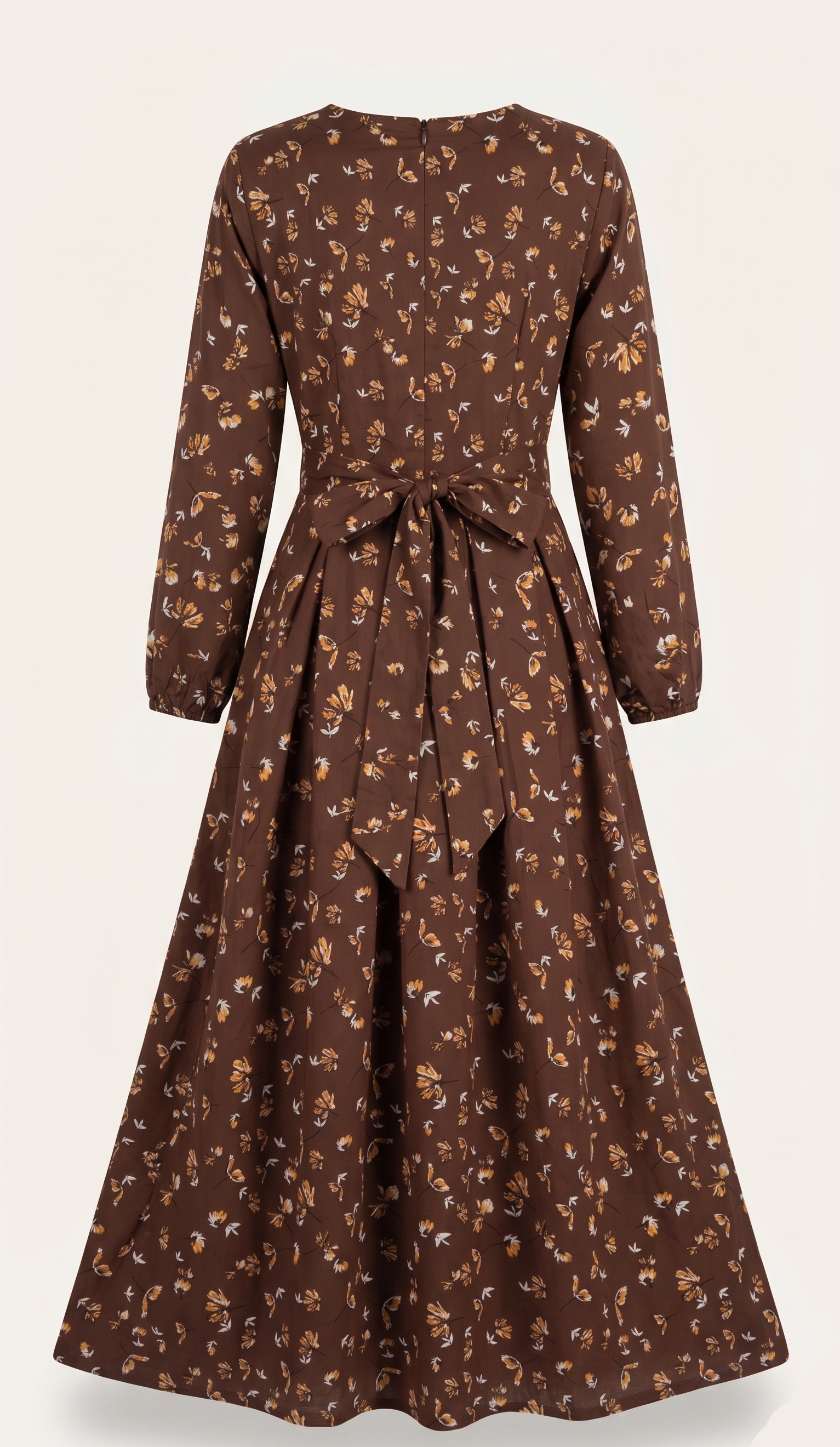 Brown Embroidered Pearl Dress