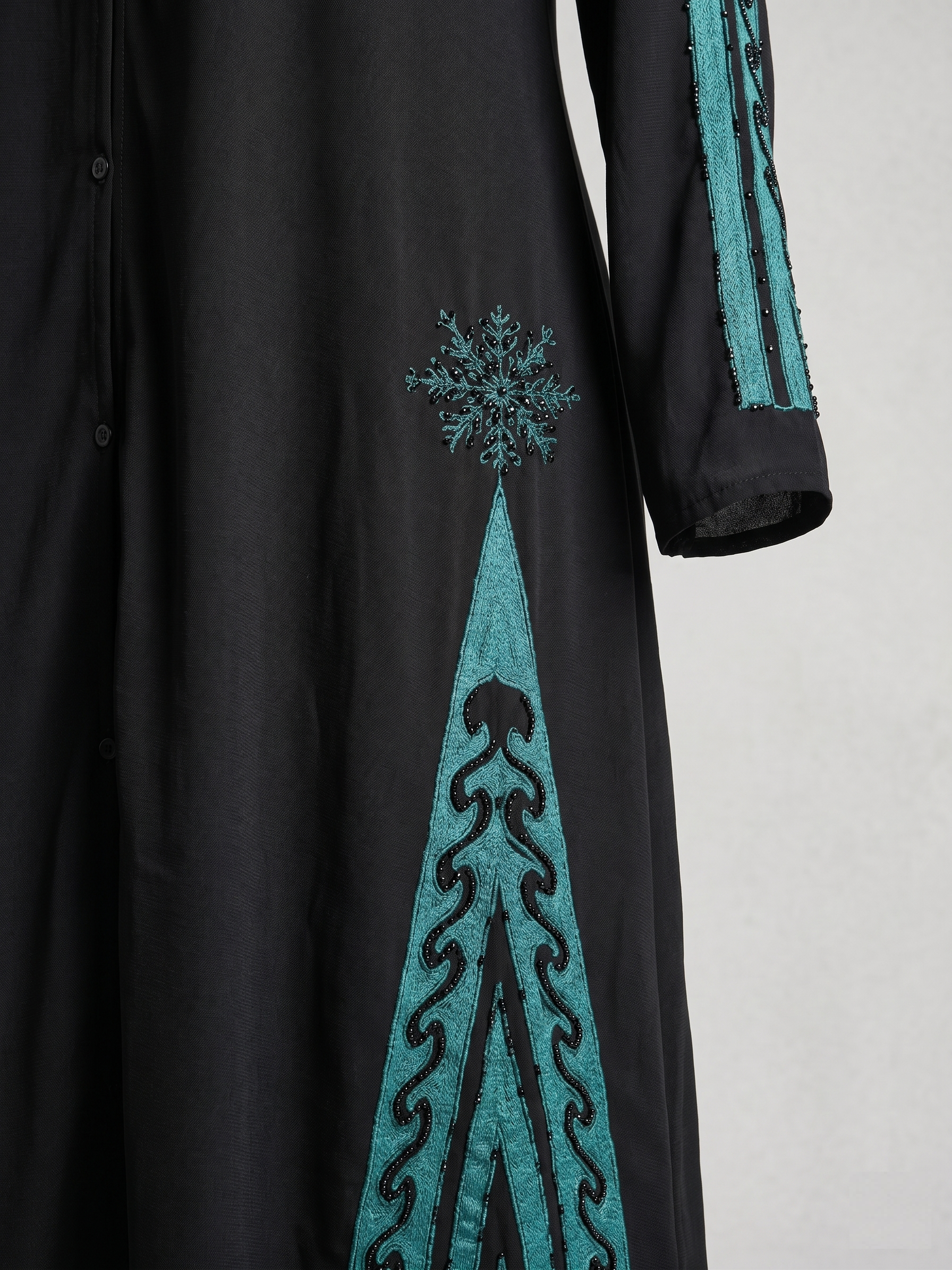 Emerald Crystal Front-Open Abaya