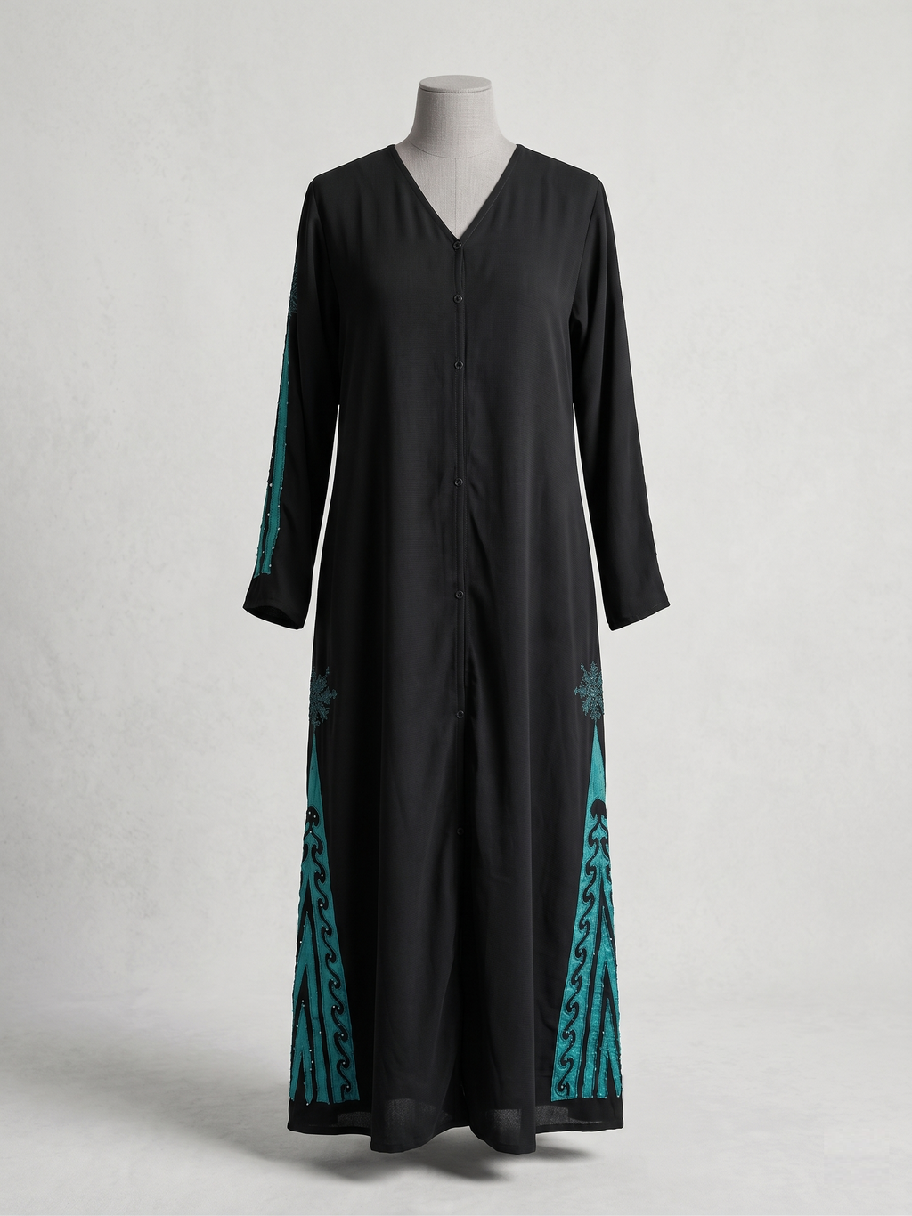 Emerald Crystal Front-Open Abaya