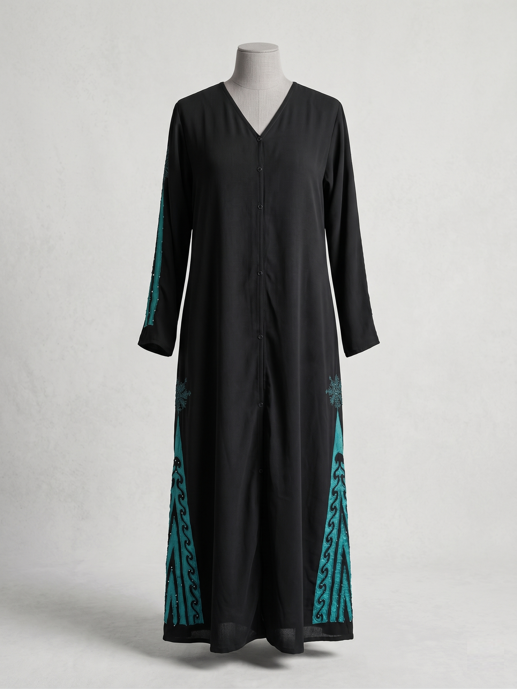 Emerald Crystal Front-Open Abaya