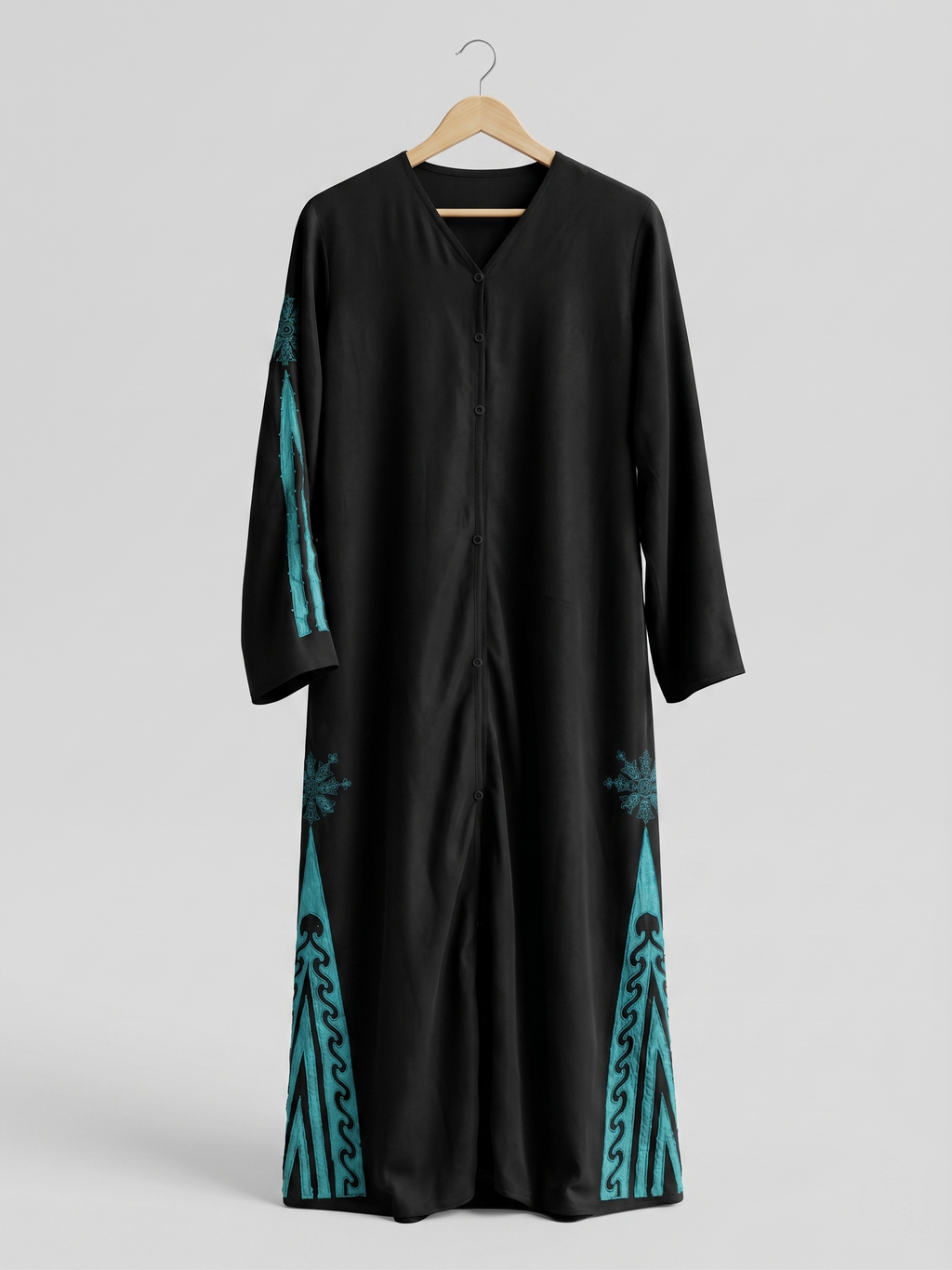 Emerald Crystal Front-Open Abaya