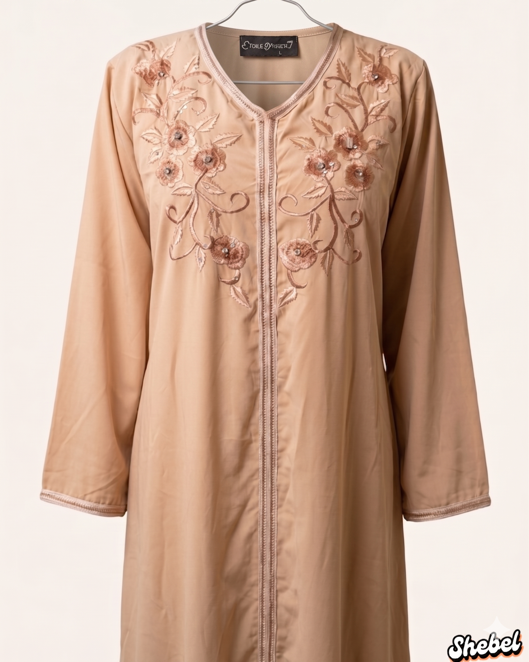 Beige Embroidered Abaya | Etoile D’Orient