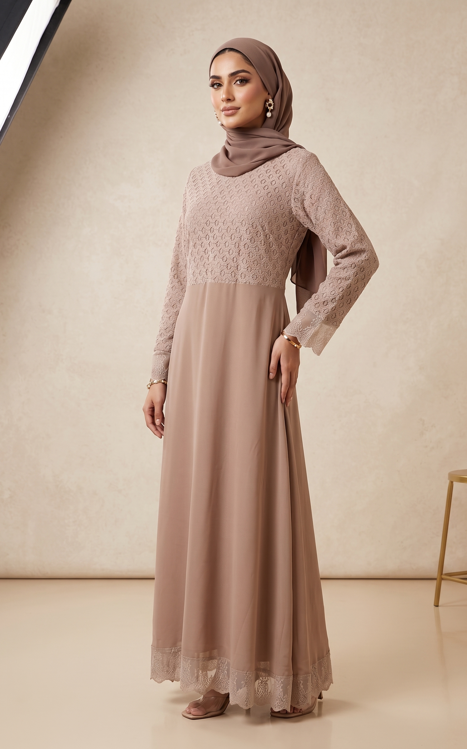 Lace Bodice Mauve Elegance