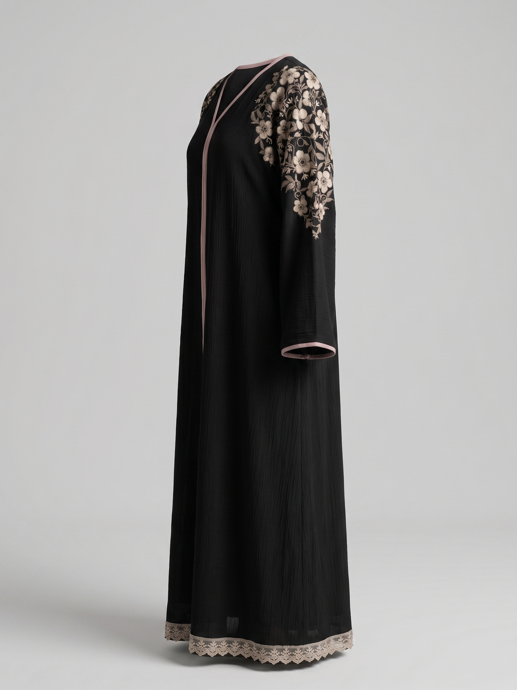 Floral Embroidered Crepe Abaya