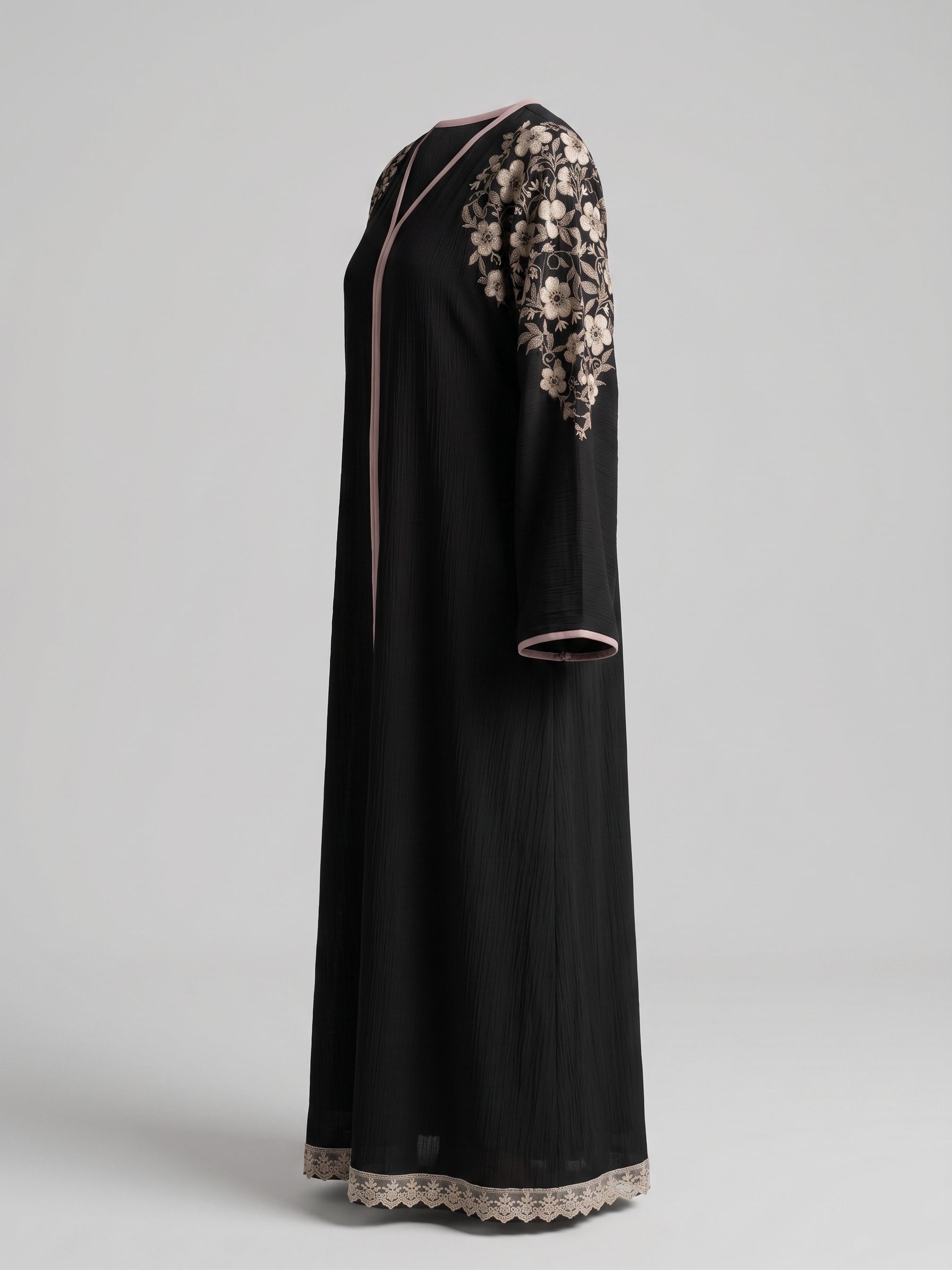 Floral Embroidered Crepe Abaya