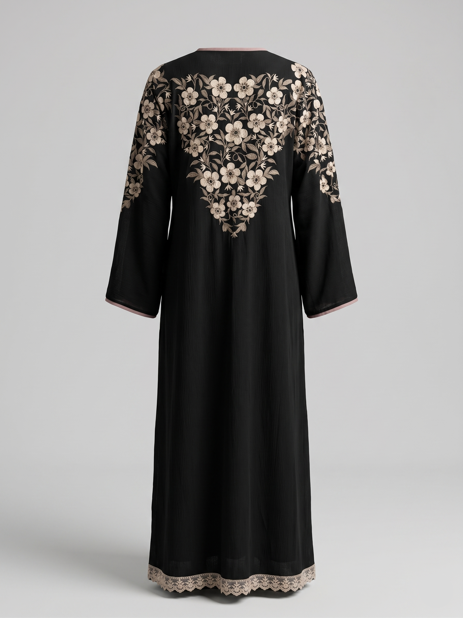 Floral Embroidered Crepe Abaya