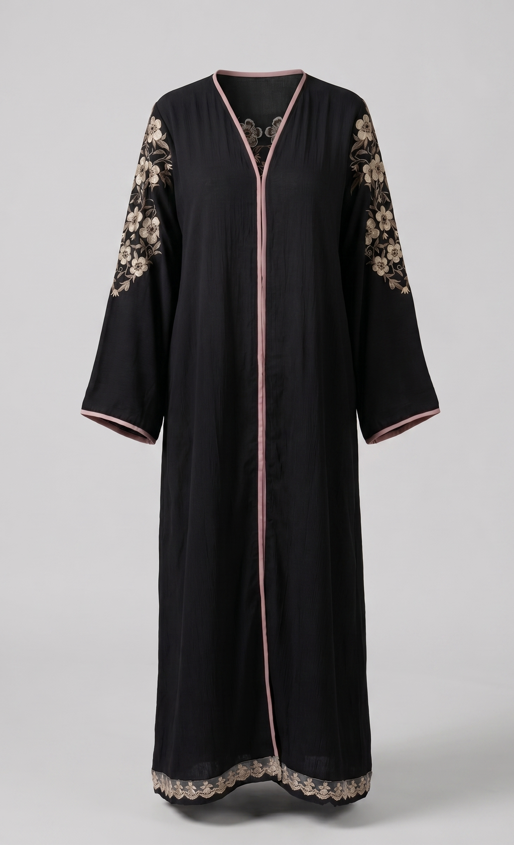 Floral Embroidered Crepe Abaya