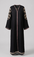 Floral Embroidered Crepe Abaya