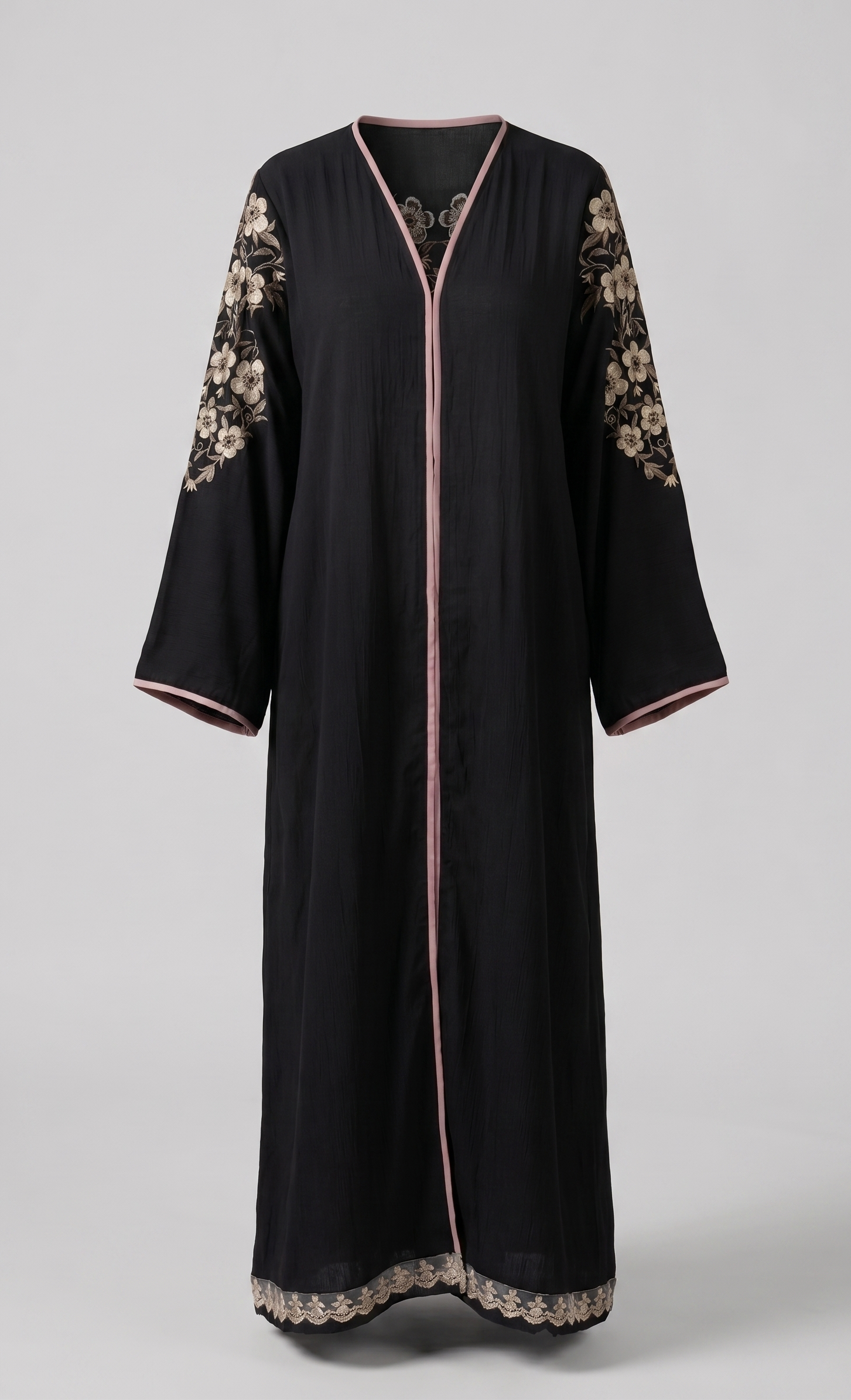 Floral Embroidered Crepe Abaya