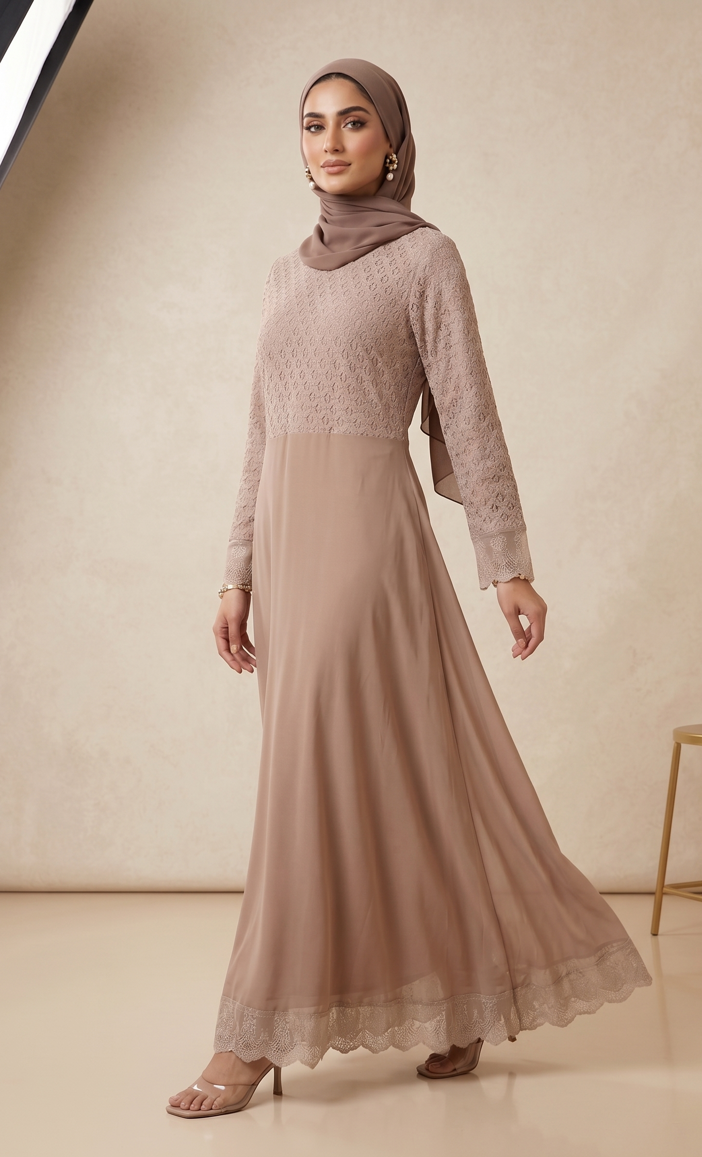 Lace Bodice Mauve Elegance