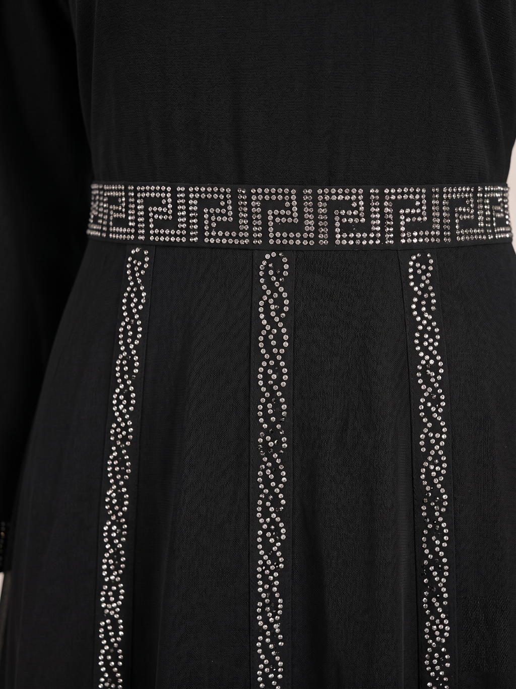 Black Layered Abaya with Stone work