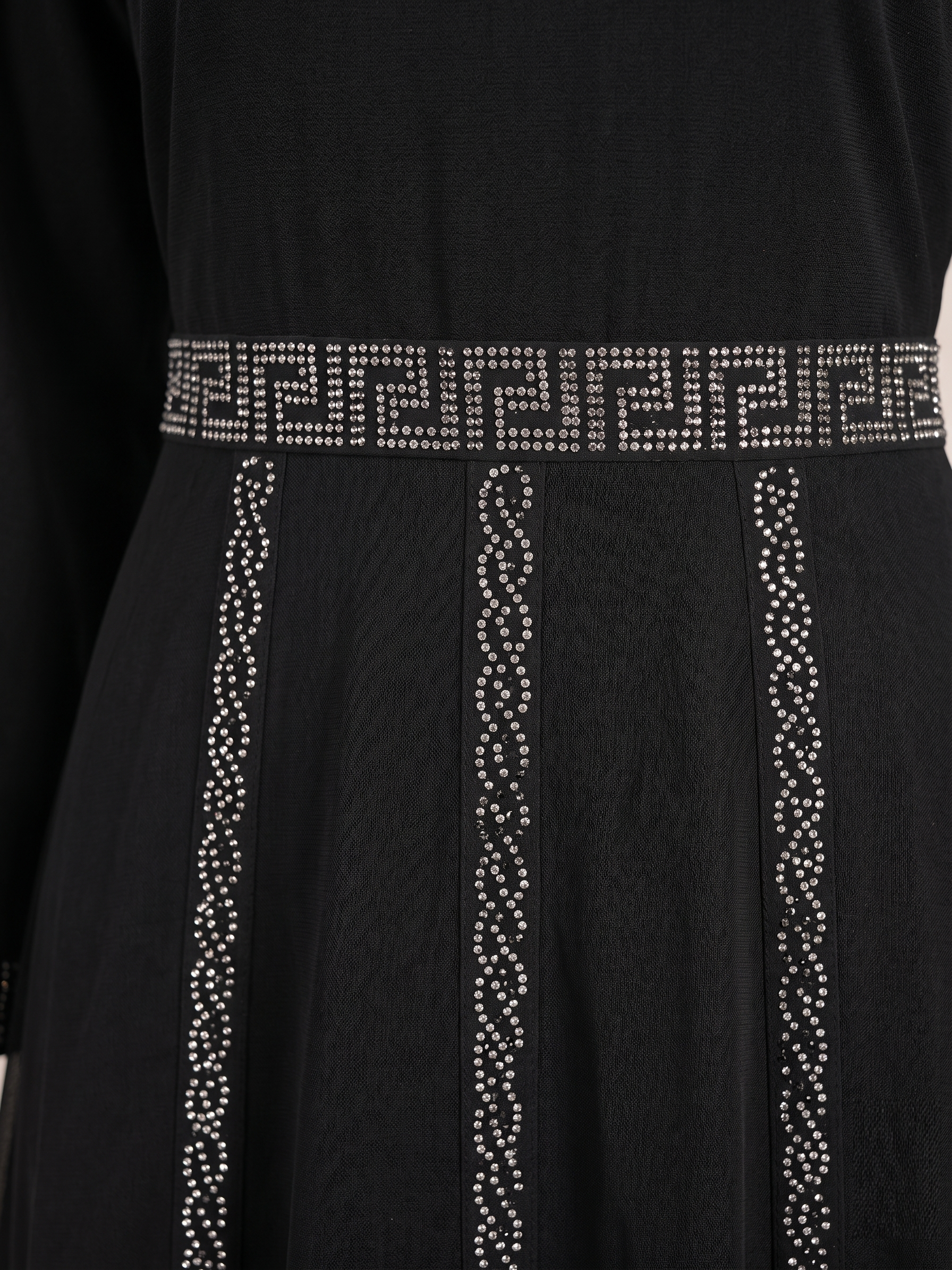 Black Layered Abaya with Stone work