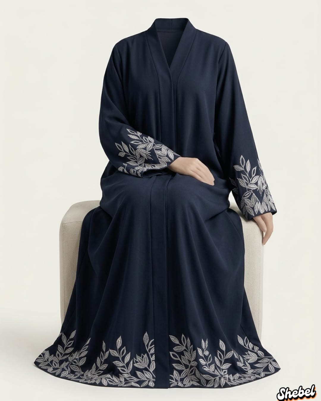 Navy Embroidered Abaya